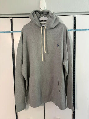 Polo Ralph Lauren Men’s 2XLT Gray Fleece Pullover Hoodie Navy Pony Big Tall NWOT